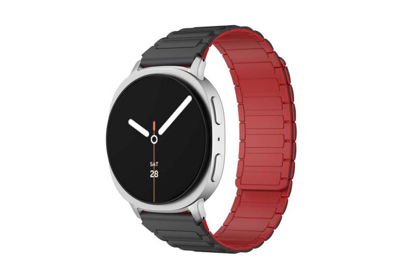 Wigento Smartwatch-Armband Für Samsung Galaxy Watch 8 / 8 Classic Magnetisch Silikon Band Rot, Magnetisch, verstellbar, angenehm zu tragen von Wigento