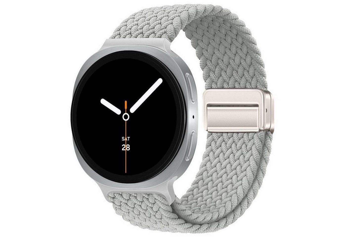 Wigento Smartwatch-Armband Für Samsung Galaxy Watch 8 / 8 Classic Magnetisches Nylon Armband Weiß, Atmungsaktiv, verstellbar, magnetisch von Wigento