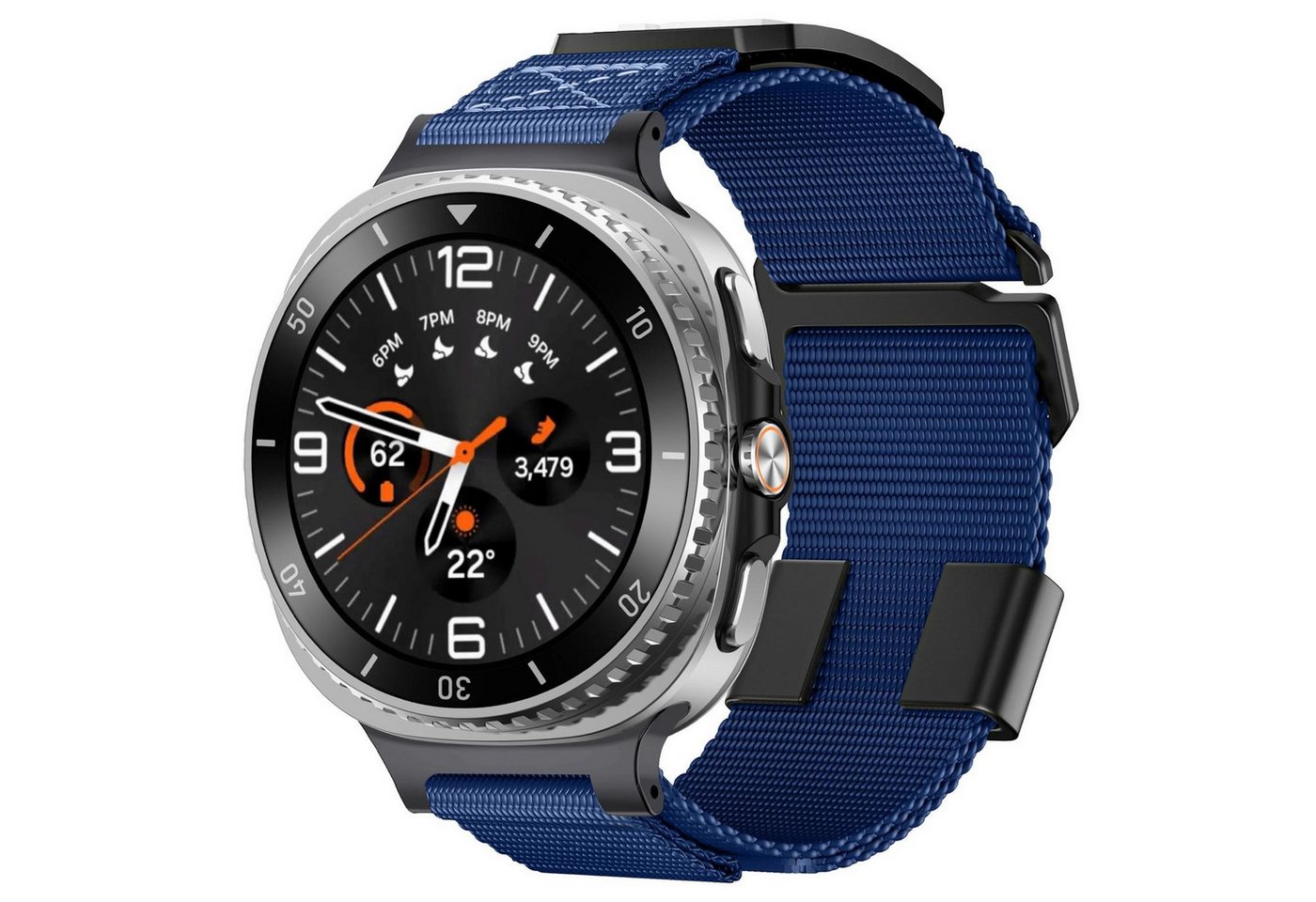 Wigento Smartwatch-Armband Für Samsung Galaxy Watch 8 / 8 Classic Nylon Sport Armband Blau, Atmungsaktiv, verstellbar, sportlich von Wigento
