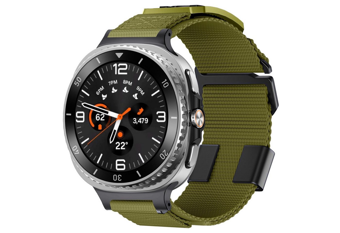 Wigento Smartwatch-Armband Für Samsung Galaxy Watch 8 / 8 Classic Nylon Sport Armband Grün, Atmungsaktiv, verstellbar, sportlich von Wigento