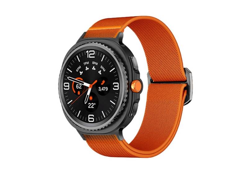 Wigento Smartwatch-Armband Für Samsung Galaxy Watch 8 / 8 Classic Nylon Sport Armband Orange, Verstellbarer Schiebeverschluss, elastisch, atmungsaktiv von Wigento