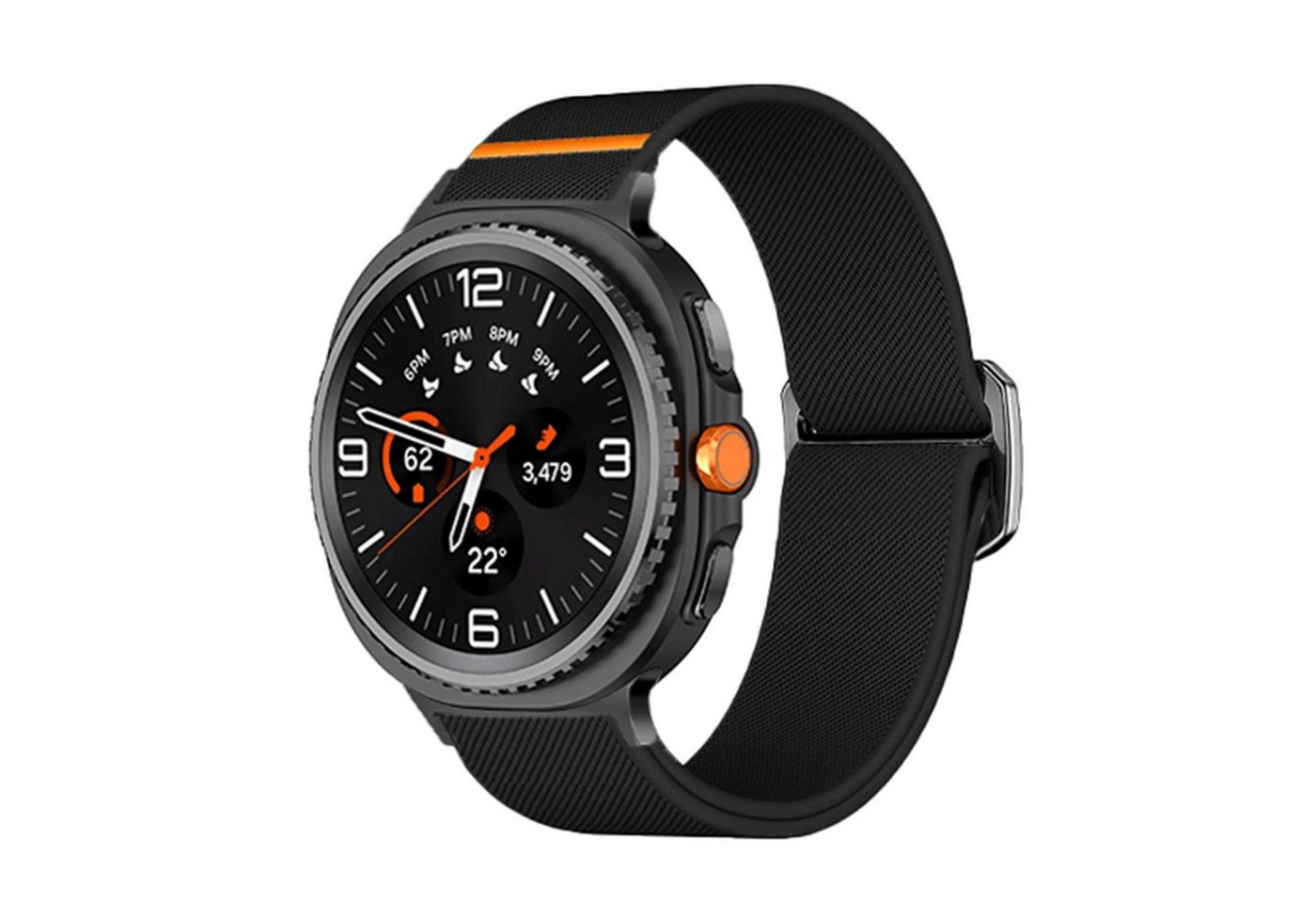 Wigento Smartwatch-Armband Für Samsung Galaxy Watch 8 / 8 Classic Nylon Sport Armband Schwarz, Verstellbarer Schiebeverschluss, elastisch, atmungsaktiv von Wigento