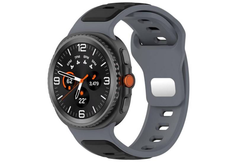 Wigento Smartwatch-Armband Für Samsung Galaxy Watch 8 / 8 Classic Silikon Armband Grau / Schwarz, Zwei Farben Silikon Armband mit Reverse Buckle Verschluss von Wigento