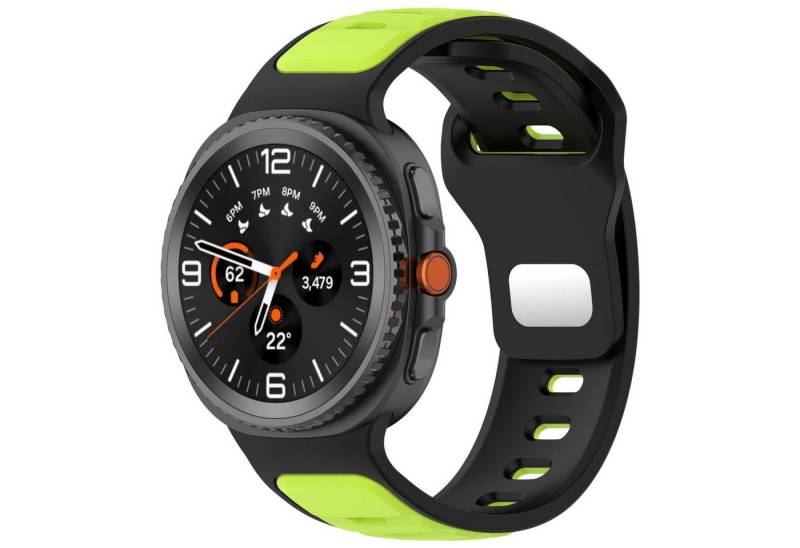 Wigento Smartwatch-Armband Für Samsung Galaxy Watch 8 / 8 Classic Silikon Armband Schwarz / Grün, Zwei Farben Silikon Armband mit Reverse Buckle Verschluss von Wigento