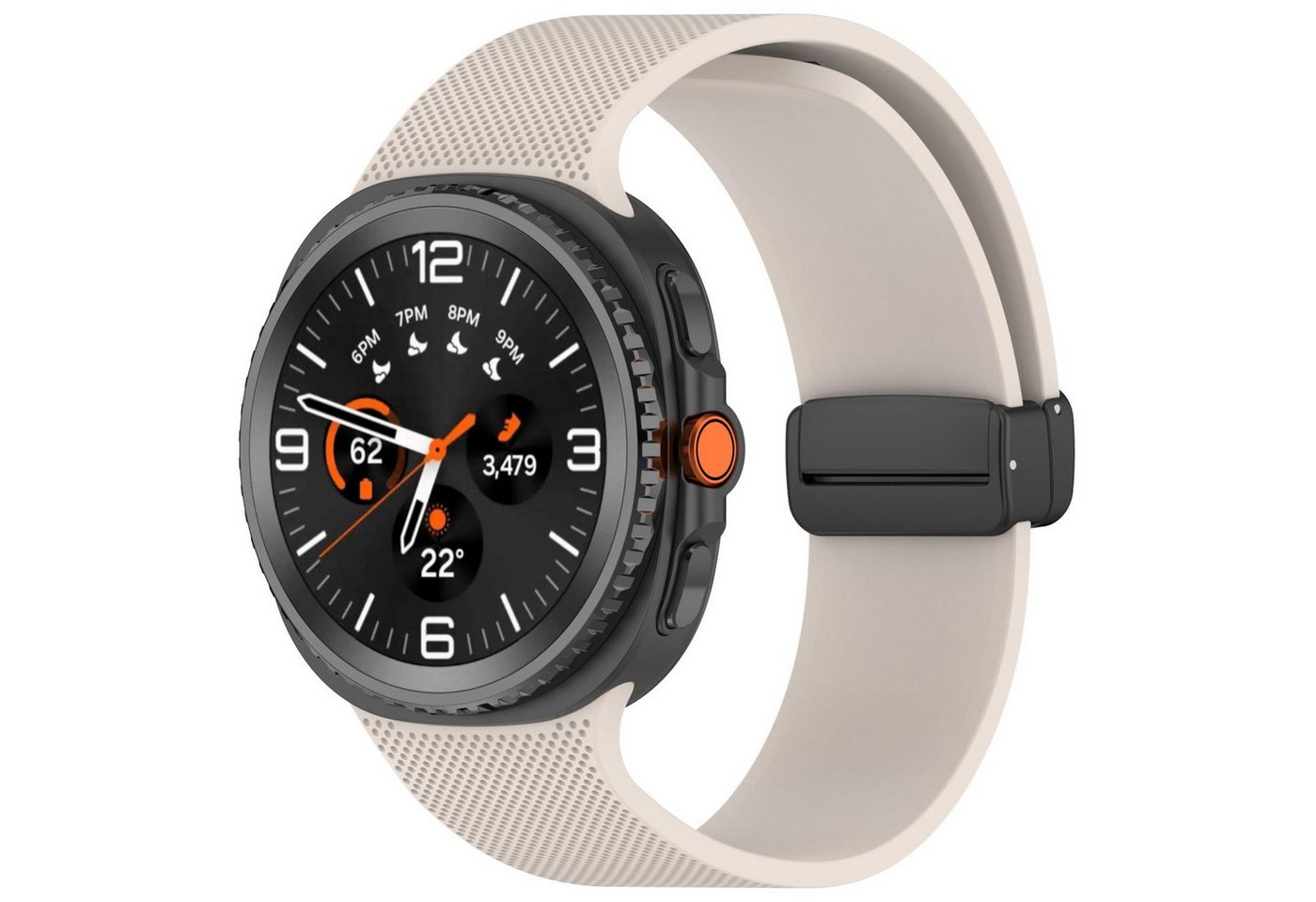 Wigento Smartwatch-Armband Für Samsung Galaxy Watch 8 / 8 Classic Silikon Magnet Armband Beige, Magnetverschluss, verstellbar, hautfreundlich von Wigento