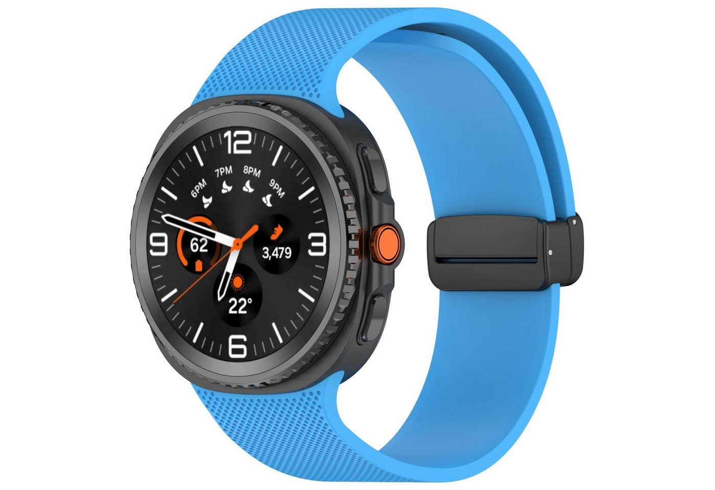 Wigento Smartwatch-Armband Für Samsung Galaxy Watch 8 / 8 Classic Silikon Magnet Armband Blau, Magnetverschluss, verstellbar, hautfreundlich von Wigento