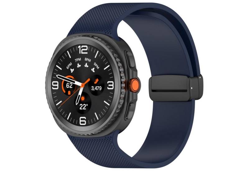 Wigento Smartwatch-Armband Für Samsung Galaxy Watch 8 / 8 Classic Silikon Magnet Armband D- Blau, Magnetverschluss, verstellbar, hautfreundlich von Wigento