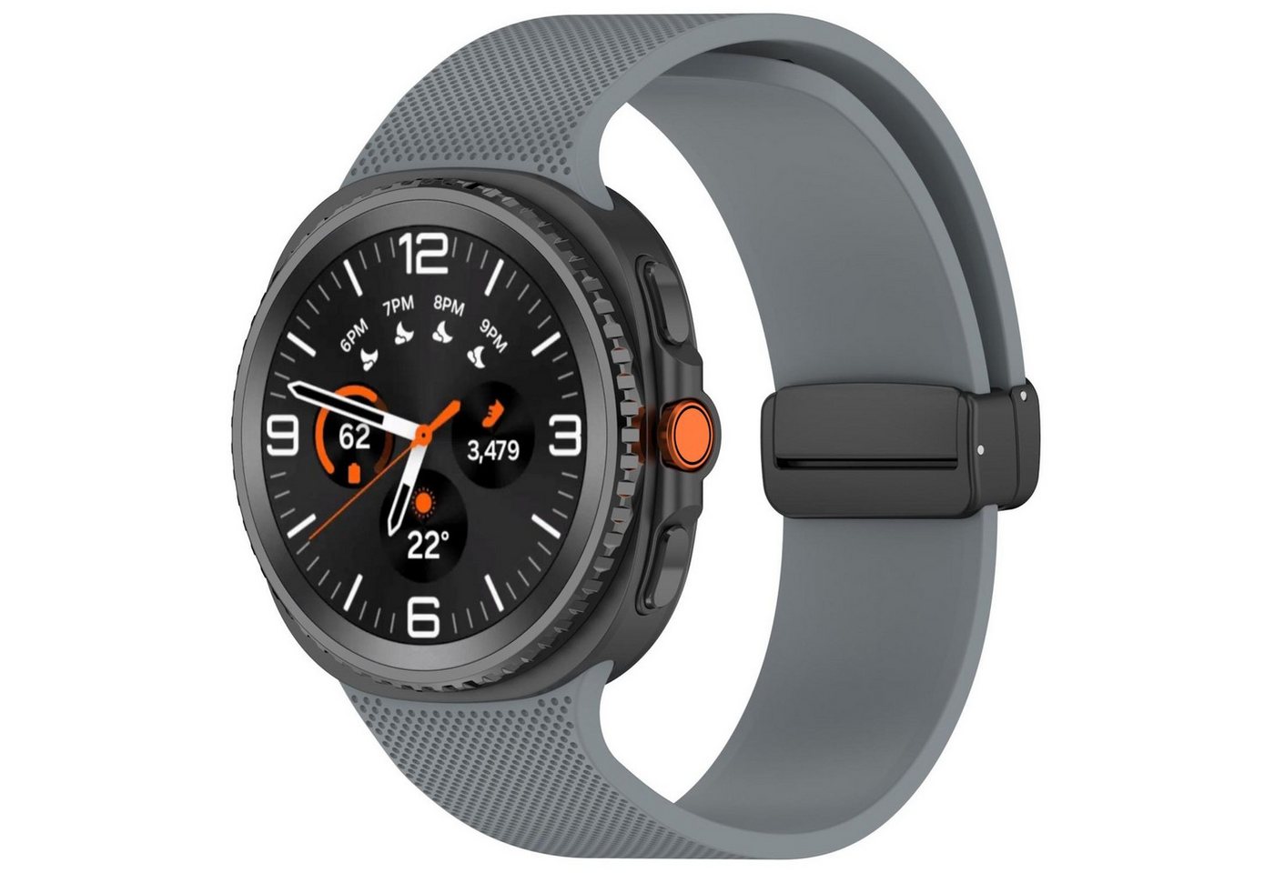 Wigento Smartwatch-Armband Für Samsung Galaxy Watch 8 / 8 Classic Silikon Magnet Armband D- Grau, Magnetverschluss, verstellbar, hautfreundlich von Wigento