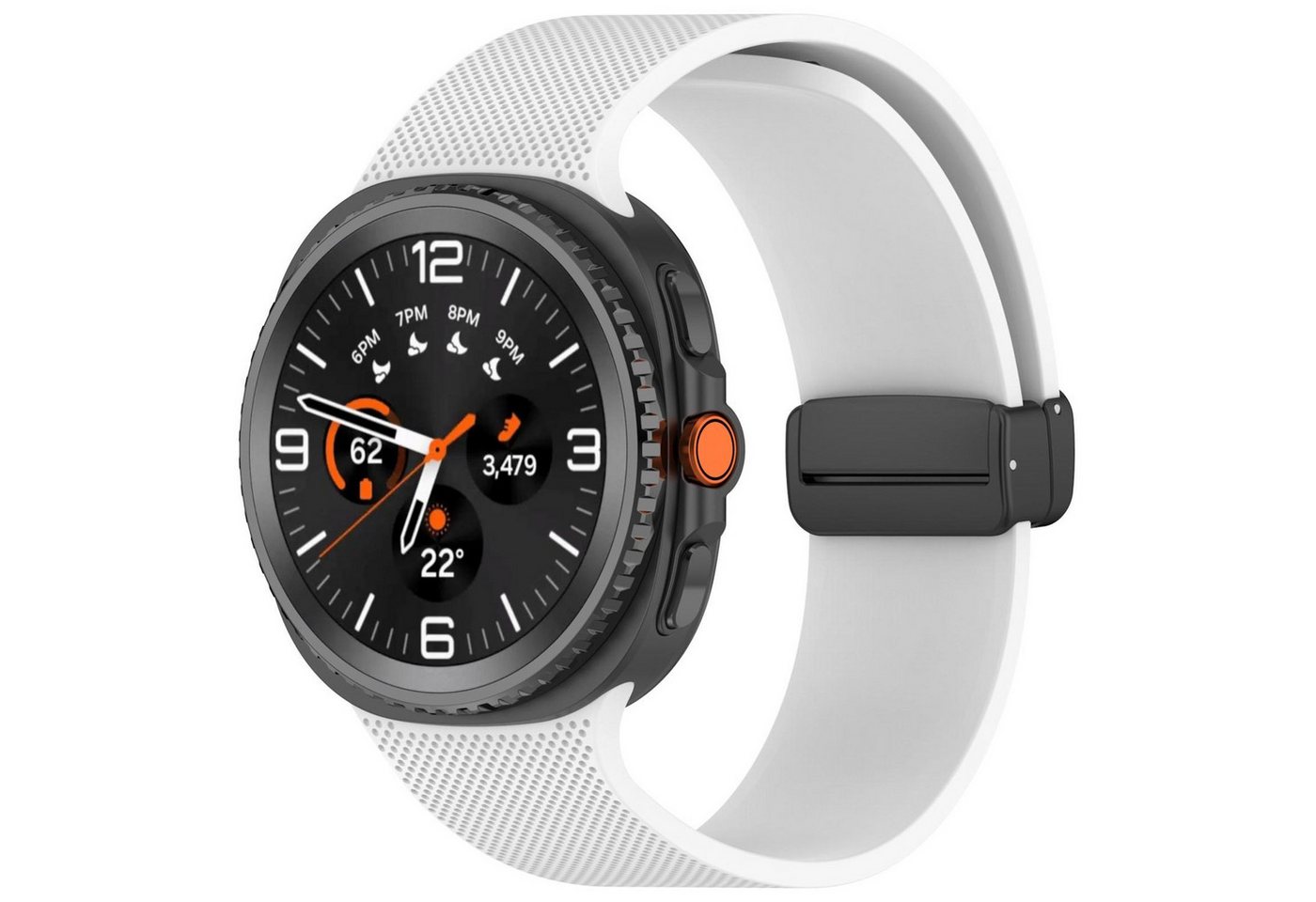 Wigento Smartwatch-Armband Für Samsung Galaxy Watch 8 / 8 Classic Silikon Magnet Armband Weiß, Magnetverschluss, verstellbar, hautfreundlich von Wigento