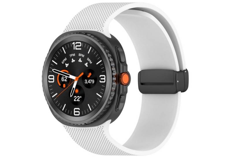 Wigento Smartwatch-Armband Für Samsung Galaxy Watch 8 / 8 Classic Silikon Magnet Armband Weiß, Magnetverschluss, verstellbar, hautfreundlich von Wigento