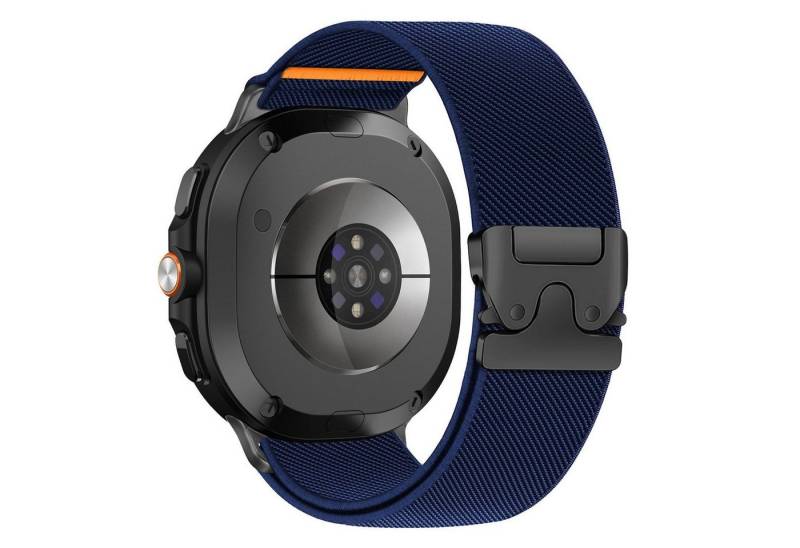 Wigento Smartwatch-Armband Für Samsung Galaxy Watch 8 / 8 Classic Stretch Nylon Armband Blau, Elastisch, atmungsaktiv, verstellbar von Wigento