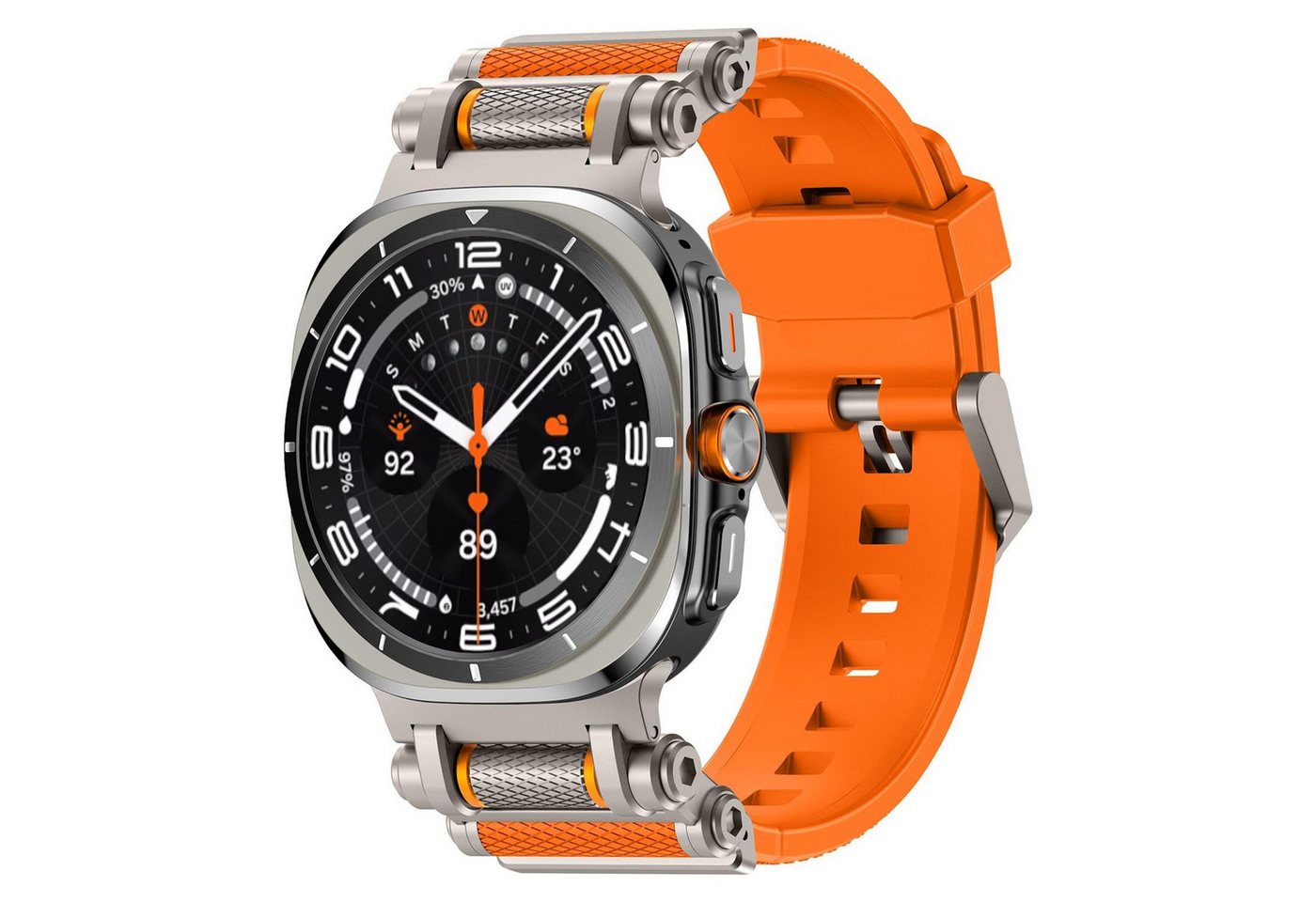 Wigento Smartwatch-Armband Für Samsung Galaxy Watch Ultra 2 / Ultra 47mm Silikon Metall Armband, Silikonarmband mit Metall Schnellverschluss von Wigento