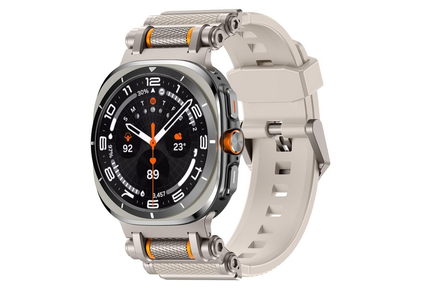 Wigento Smartwatch-Armband Für Samsung Galaxy Watch Ultra 2 / Ultra 47mm Silikon Metall Armband, Silikonarmband mit Metall Schnellverschluss von Wigento