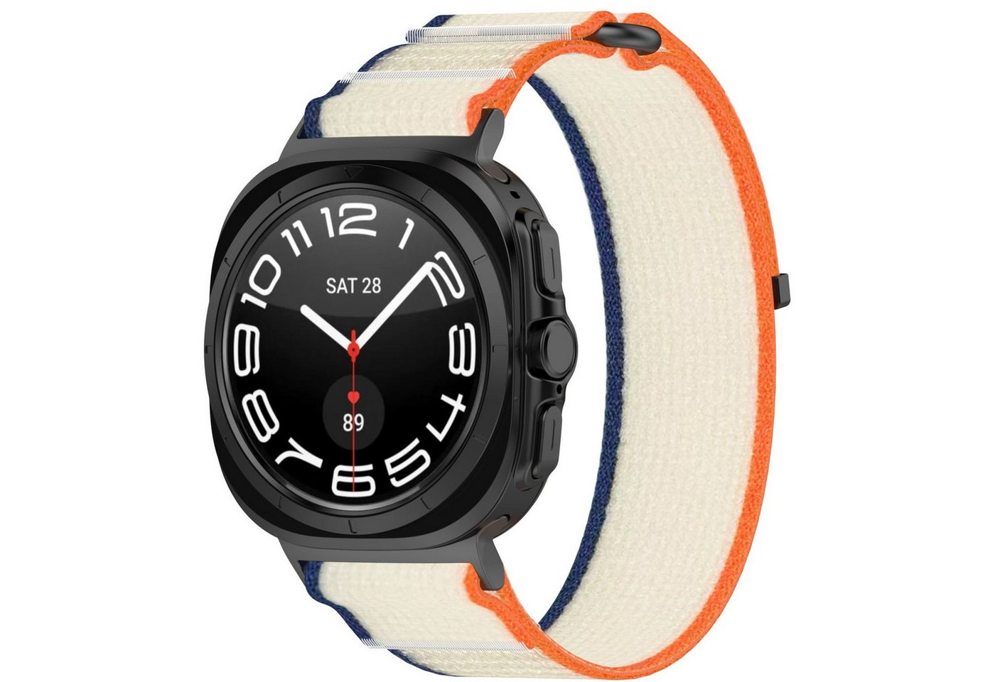 Wigento Smartwatch-Armband Für Samsung Galaxy Watch Ultra 47mm Nylon Klettverschluss Arm Band M1 von Wigento
