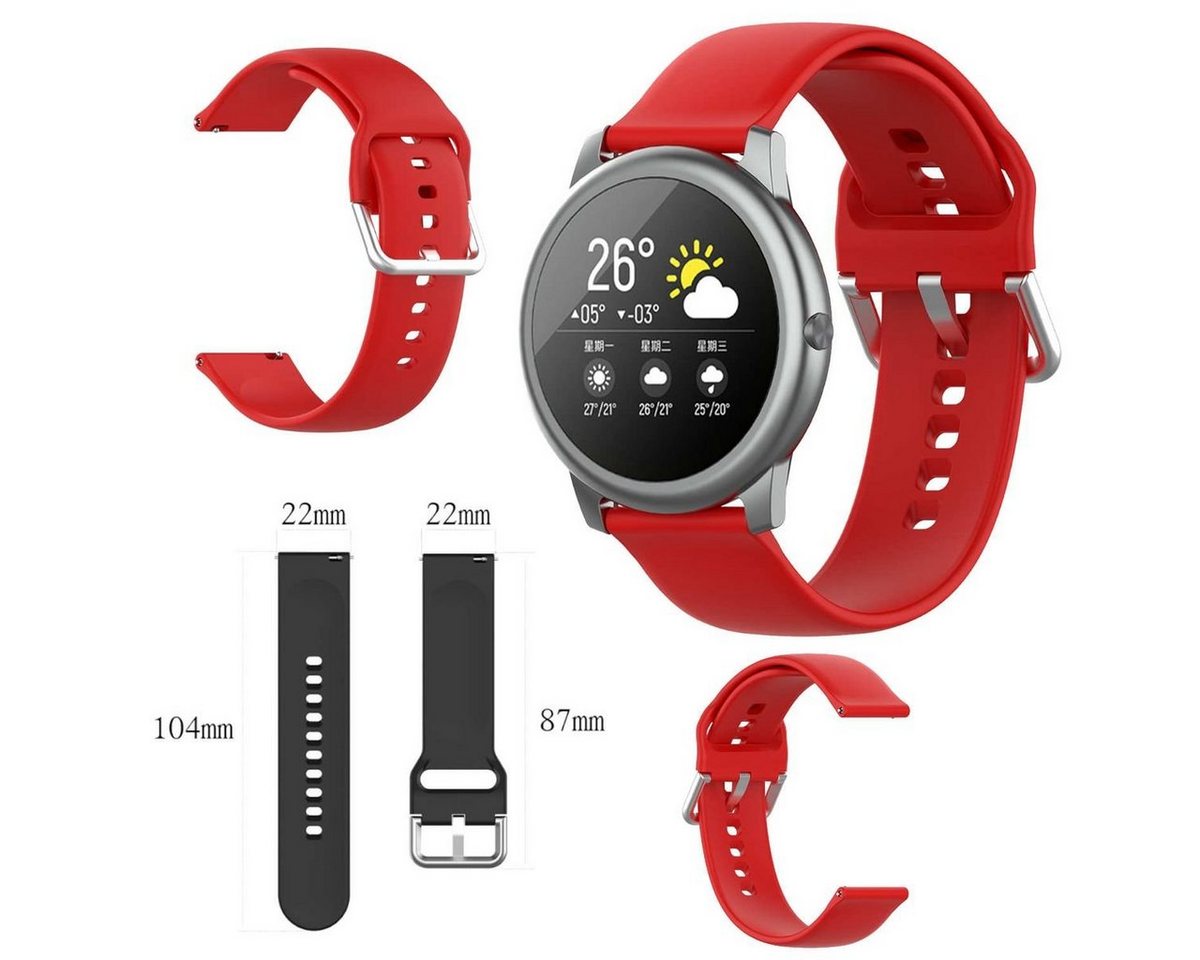 Wigento Smartwatch-Armband Für Xiaomi Haylou Solar LS05 Kunststoff / Silikon Armband Watch Uhr Rot Ersatz Arm Band von Wigento
