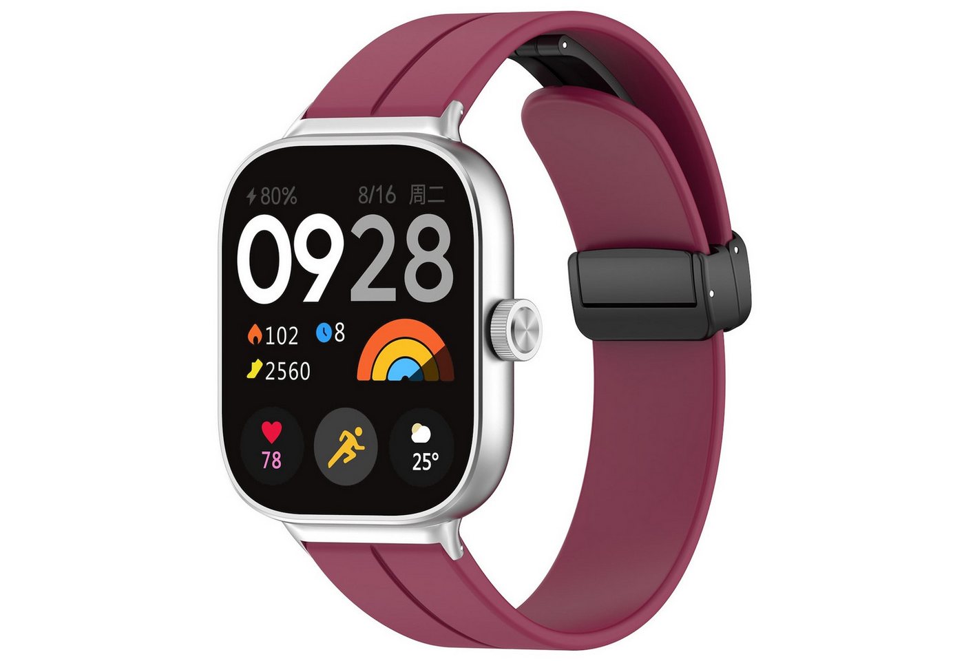 Wigento Smartwatch-Armband Für Xiaomi Mi Band 8 Pro / Redmi Watch 4 Silikon Armband magnetisch von Wigento