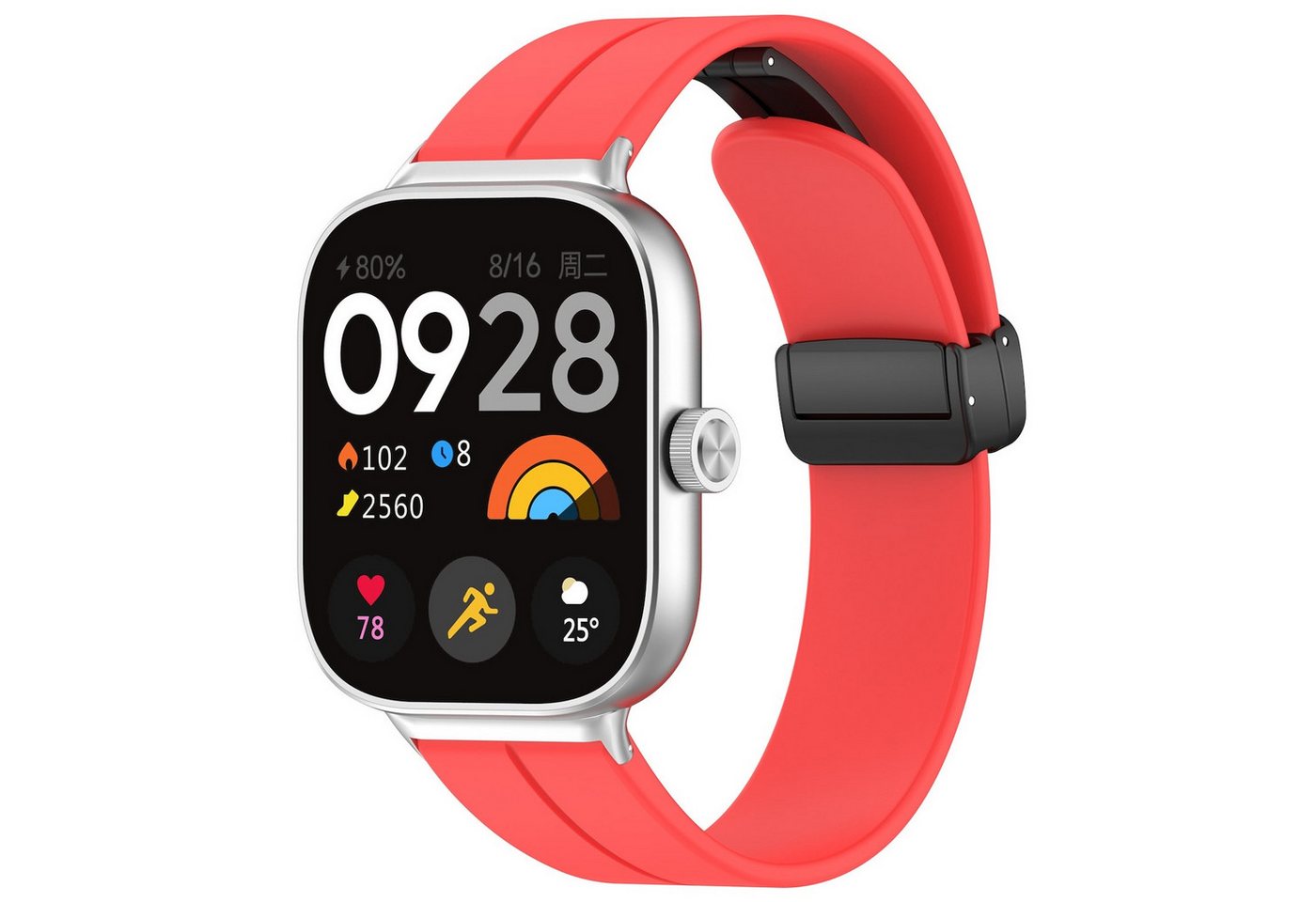 Wigento Smartwatch-Armband Für Xiaomi Mi Band 8 Pro / Redmi Watch 4 Silikon Armband magnetisch von Wigento