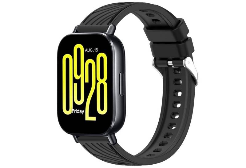 Wigento Smartwatch-Armband Für Xiaomi Redmi Watch 5 Active Design Sport Silikon Armband Schwarz, Atmungsaktives Silikon Design Armband von Wigento