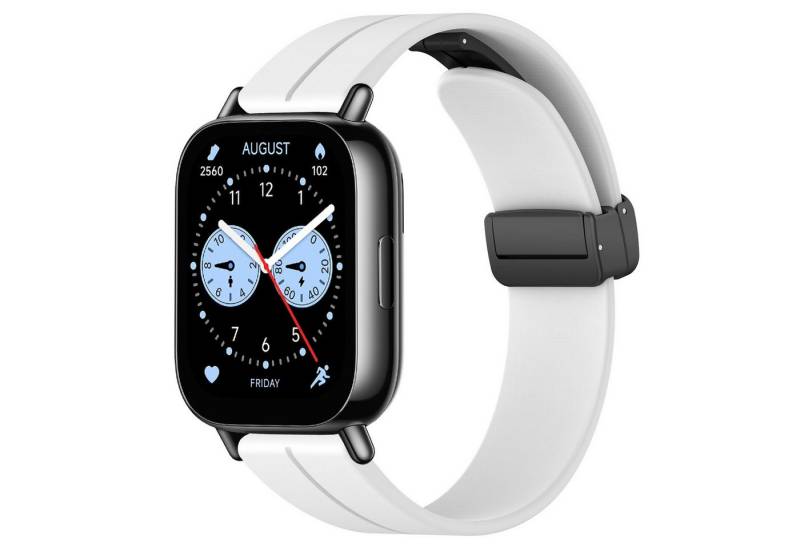 Wigento Smartwatch-Armband Für Xiaomi Redmi Watch 5 Active Silikon Magnetisches Armband Weiß, Magnetisches Silikonarmband mit Faltschließe von Wigento