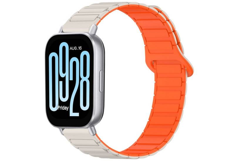 Wigento Smartwatch-Armband Für Xiaomi Redmi Watch 5 Active Two Color Magnetisches Armband Beige, Zweifarbiges Silikonband mit Magnetverschluss von Wigento