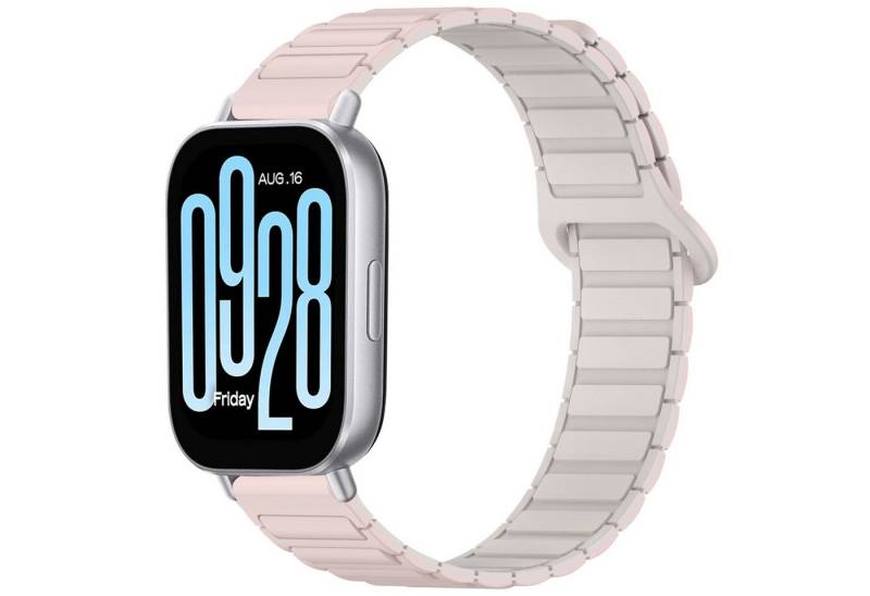 Wigento Smartwatch-Armband Für Xiaomi Redmi Watch 5 Active Two Color Magnetisches Armband Pink, Zweifarbiges Silikonband mit Magnetverschluss von Wigento
