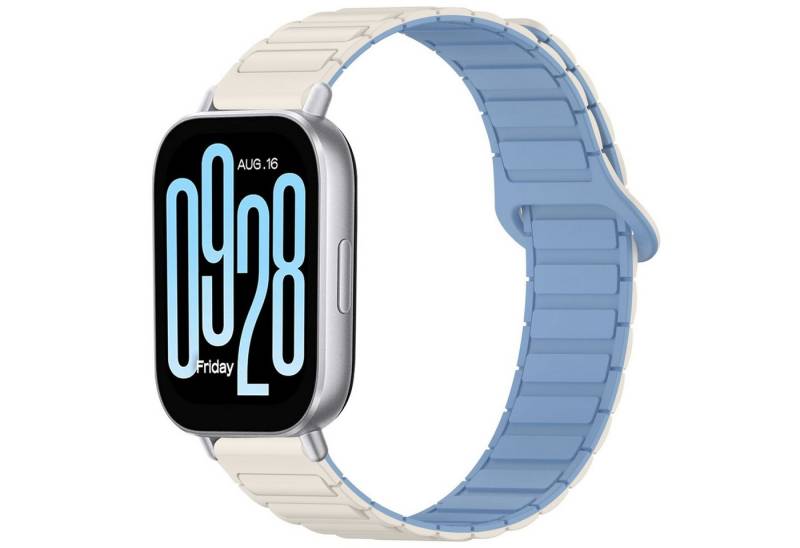 Wigento Smartwatch-Armband Für Xiaomi Redmi Watch 5 Active Two Color Magnetisches Armband Weiß, Zweifarbiges Silikonband mit Magnetverschluss von Wigento