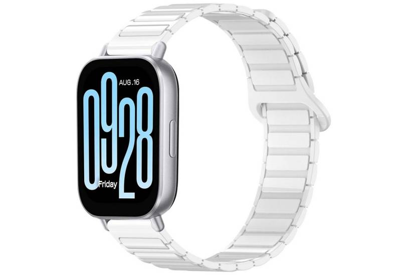 Wigento Smartwatch-Armband Für Xiaomi Redmi Watch 5 Active Two Color Magnetisches Armband Weiß, Zweifarbiges Silikonband mit Magnetverschluss von Wigento