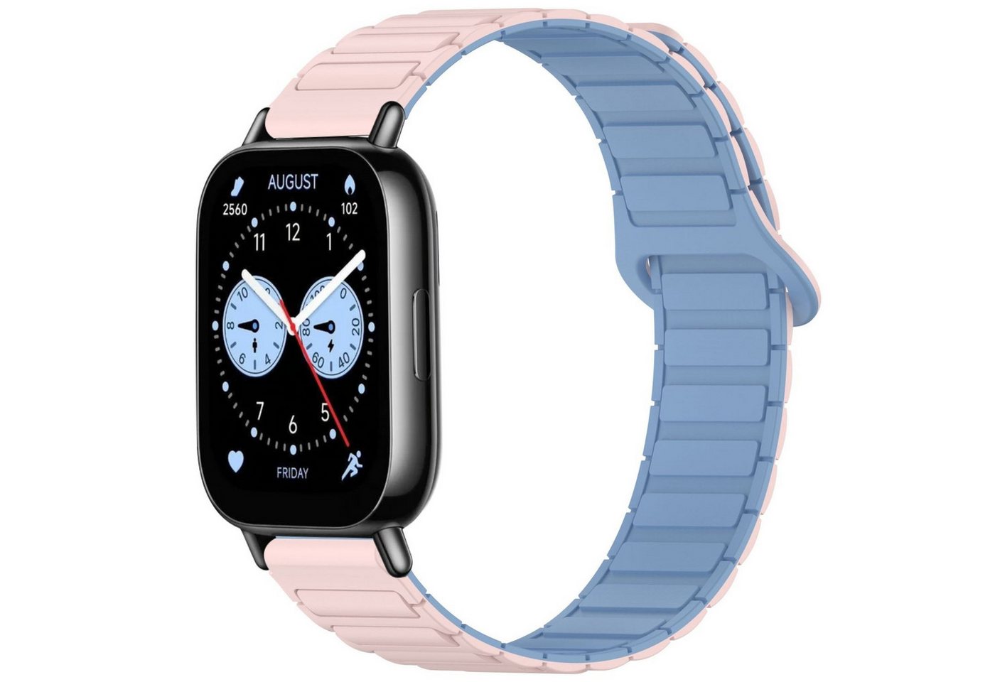 Wigento Smartwatch-Armband Für Xiaomi Redmi Watch 5 Lite Two Color Magnetisches Arm Band Rosa, Zweifarbiges Silikonband mit Magnetverschluss von Wigento