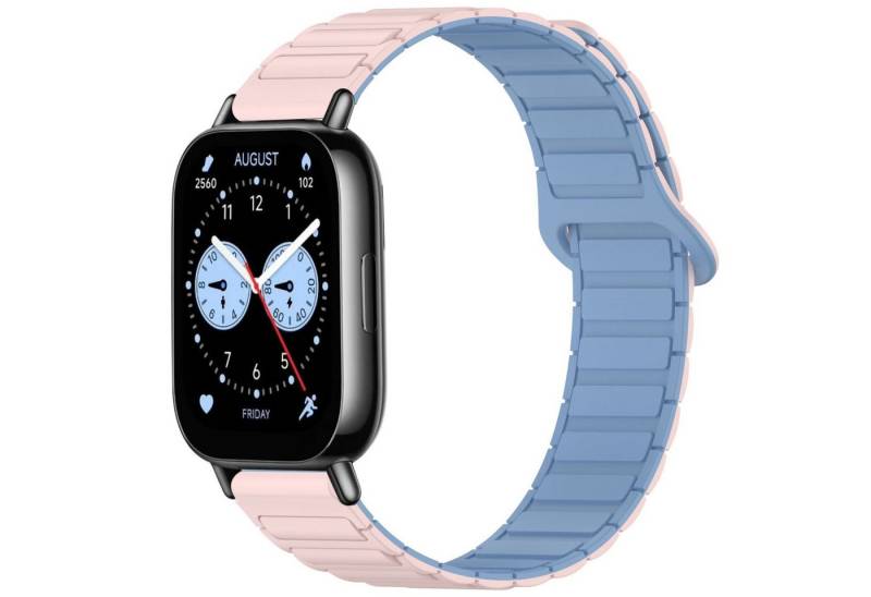Wigento Smartwatch-Armband Für Xiaomi Redmi Watch 5 Lite Two Color Magnetisches Arm Band Rosa, Zweifarbiges Silikonband mit Magnetverschluss von Wigento