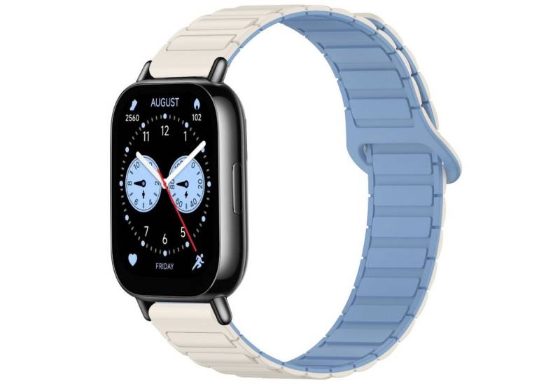 Wigento Smartwatch-Armband Für Xiaomi Redmi Watch 5 Lite Two Color Magnetisches Arm Band Weiß, Zweifarbiges Silikonband mit Magnetverschluss von Wigento