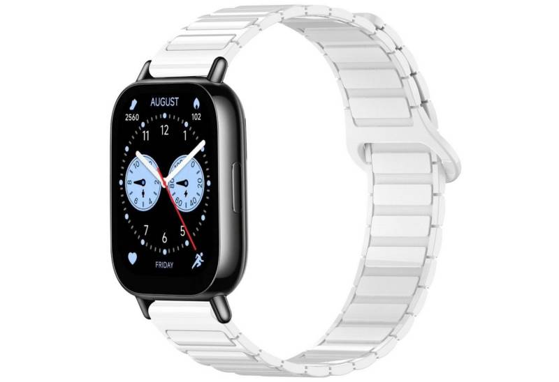 Wigento Smartwatch-Armband Für Xiaomi Redmi Watch 5 Lite Two Color Magnetisches Arm Band Weiß, Zweifarbiges Silikonband mit Magnetverschluss von Wigento