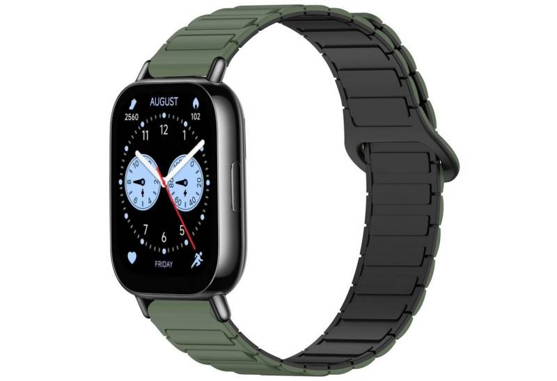 Wigento Smartwatch-Armband Für Xiaomi Redmi Watch 5 Lite Two Color Magnetisches Armband D- Grün, Zweifarbiges Silikonband mit Magnetverschluss von Wigento