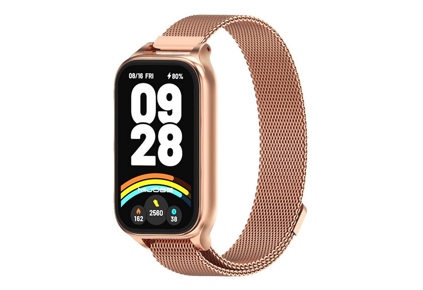 Wigento Smartwatch-Armband Für Xiaomi Smart Band 9 Active / Redmi Band 3 Metall Magnet Arm Band, Milanaise Edelstahlarmband mit verstellbarem Magnetverschluss von Wigento