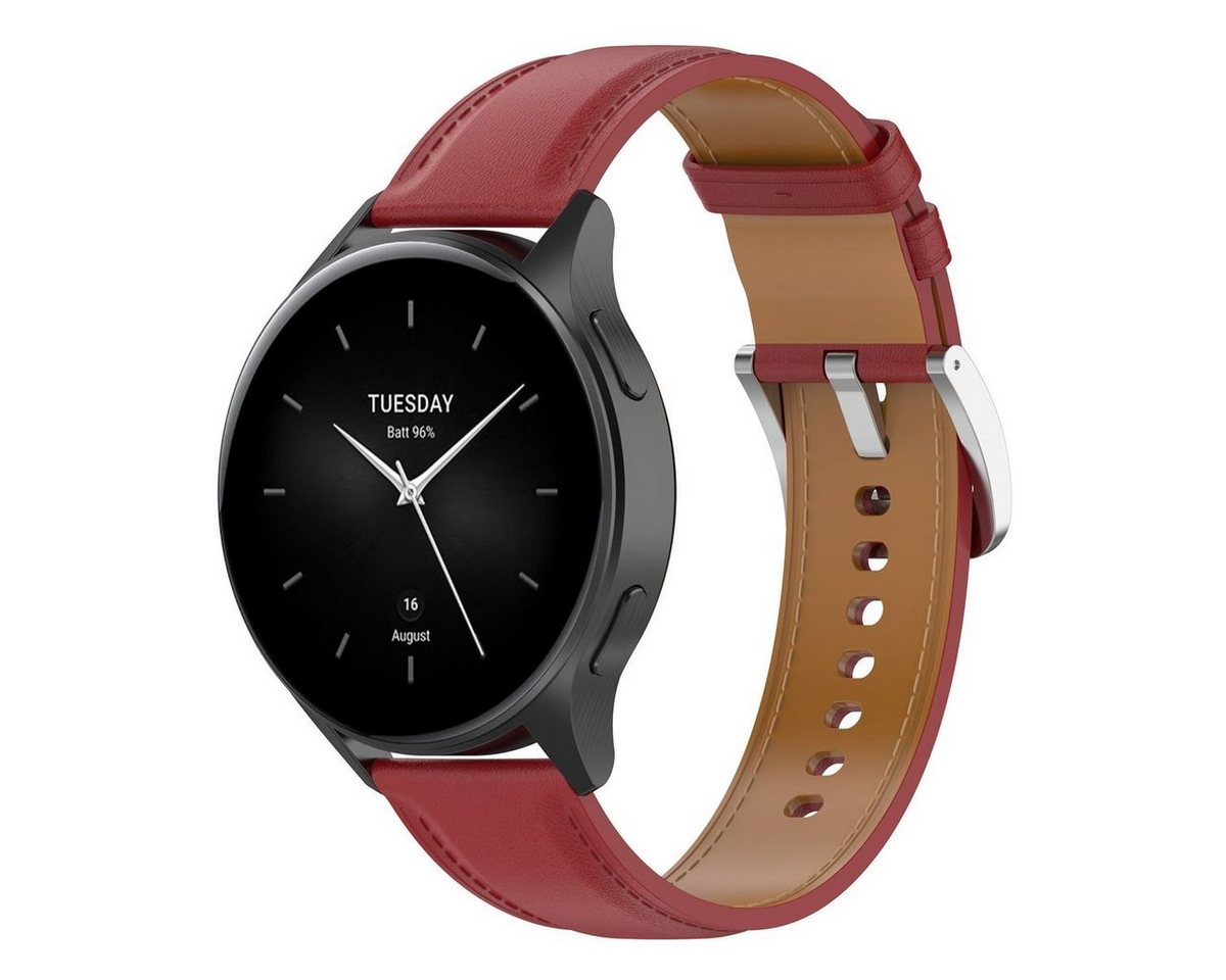 Wigento Smartwatch-Armband Für Xiaomi Watch 2 Pro hochwertiges Kunst-Leder Ersatz Armband Rot von Wigento