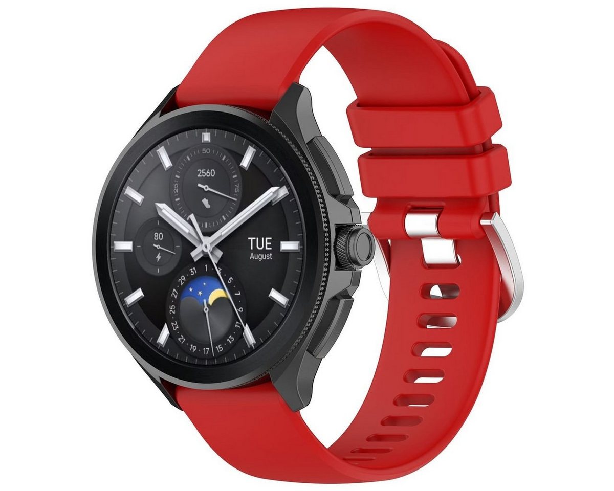 Wigento Smartwatch-Armband Für Xiaomi Watch S3 hochwertiges Glänzend Silikon Ersatz Armband Rot von Wigento