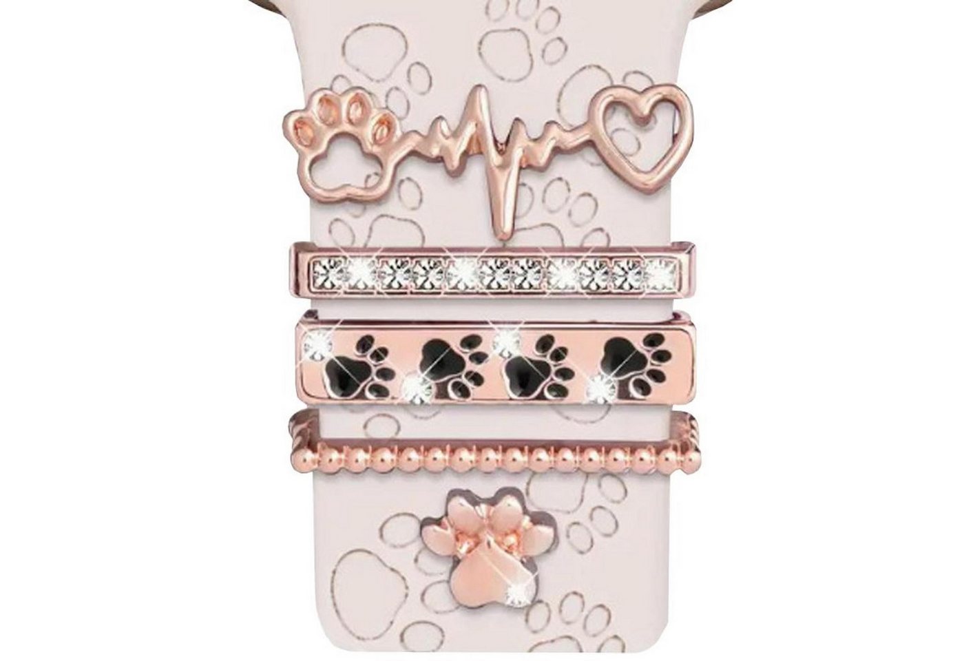 Wigento Smartwatch-Armband Smartwatch Deko-Ring Hundepfote Roségold Metall 1 Stück 21mm Zubehör, langlebig Wigento Smartwatch-Armband Smartwatch Deko-Ring Hundepfote Roségold Metall 1 Stück 21mm Zubehör, langlebig von Wigento