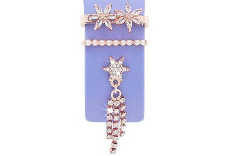 Wigento Smartwatch-Armband Smartwatch Deko-Ringe Gold Metall 3er Set 22mm Zubehör für Armbänder, langlebig von Wigento