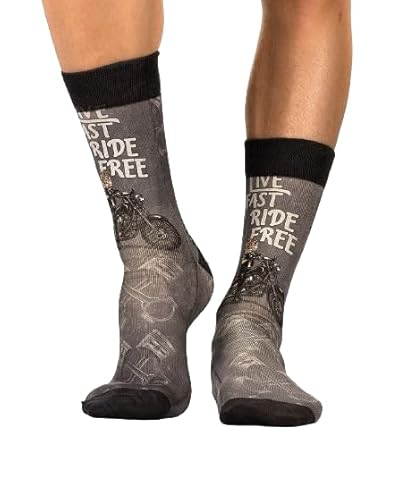 Wigglesteps | Men's Calf Length Socks | Tiger Motor Rider Collection | EU 41-46 (Anthracite) von Wigglesteps