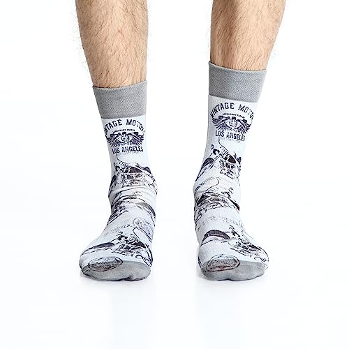 Wigglesteps | Men's Calf Length Socks | Vintage Motors Grey Collection | EU 41-46 (Grey) von Wigglesteps