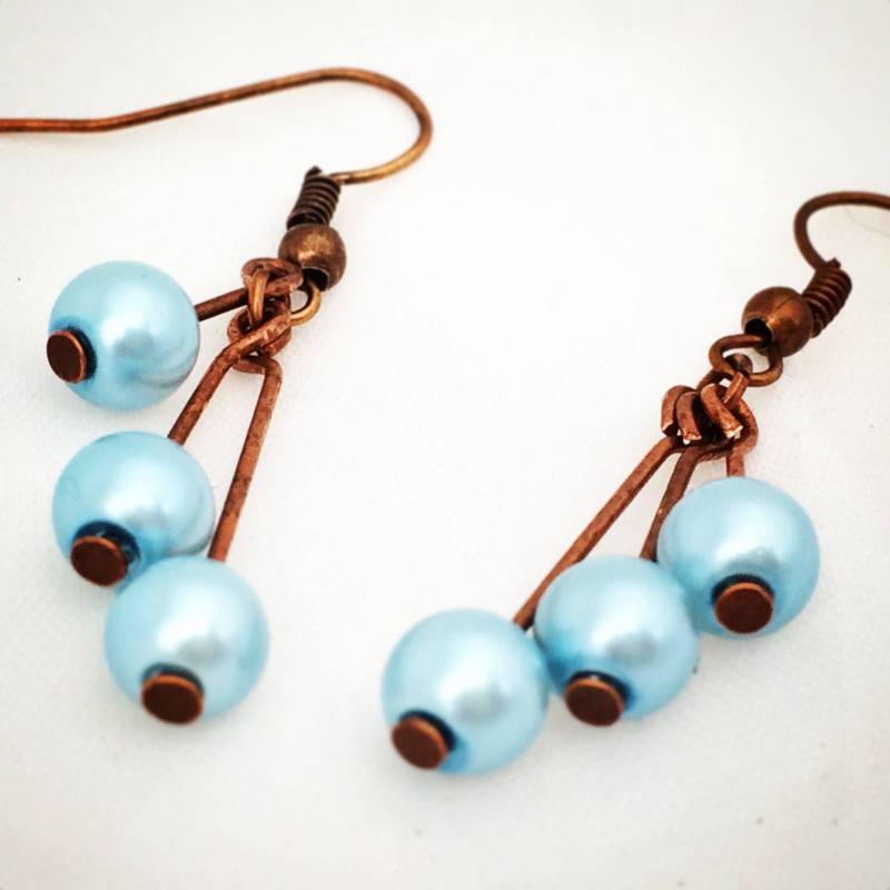 Kupfer Ohrringe ~ Schmuck Boho Rustikale Perlen Einfache von WightIslandTreasures