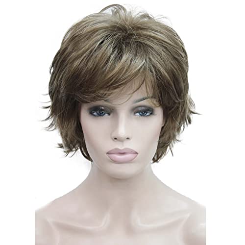 Wiginway Perücke für Damen, hellrotbraun, mit blonden Reflexen, Bfluffy, kurz, gerade, geschichtet, Kunsthaar-Perücke Wiginway Perücke für Damen, hellrotbraun, mit blonden Reflexen, Bfluffy, kurz, gerade, geschichtet, Kunsthaar-Perücke von Wiginway