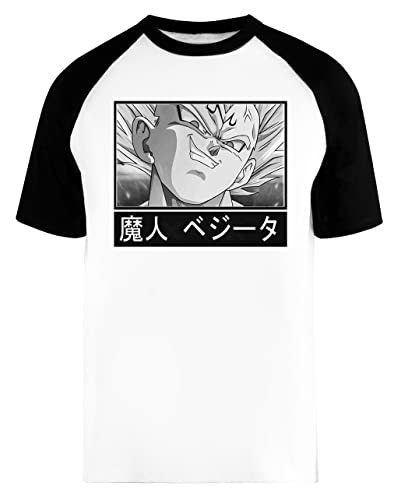 Majin Vegeta, Prinz der Saiyajin Unisex Herren Frau Baseball T-Shirt Weiß Unisex Baseball T-Shirt von Wigoro