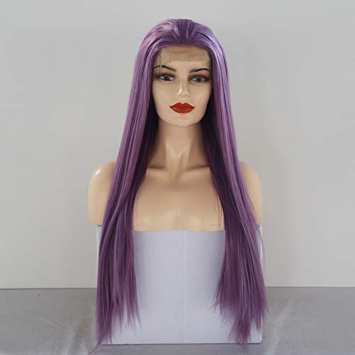 Lace Front Schwarze Perücken, Lila lange gerade Perücken Front Perücke für Mode Frauen Cosplay hitzebeständige Faser 150 Dichte Perücke,26 Inch Lace Front Schwarze Perücken, Lila lange gerade Perücken Front Perücke für Mode Frauen Cosplay hitzebeständige Faser 150 Dichte Perücke,26 Inch von Wigs