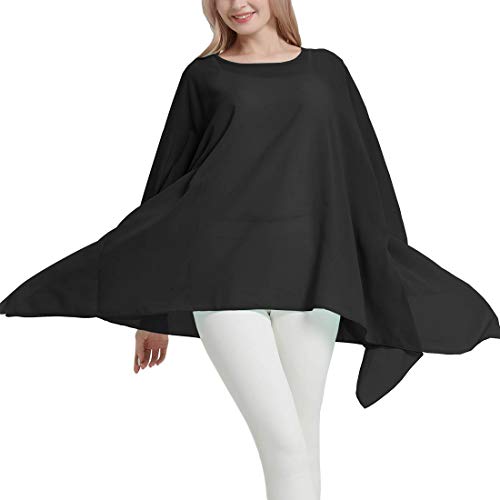 Wiiiwish Damen Lose Solide Lange Fledermaus Sheer Chiffon Kaftan Wrap Poncho Tunika Top Topper, Einfarbig Schwarz, Einheitsgröße von Wiiiwish