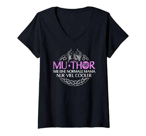 Damen Muthor Wikinger Frau Kostüm stolze Mama Mutter Göttin Heldin T-Shirt mit V-Ausschnitt Damen Muthor Wikinger Frau Kostüm stolze Mama Mutter Göttin Heldin T-Shirt mit V-Ausschnitt von Wikinger Frauen Muttertag Mittelalter Geschenke