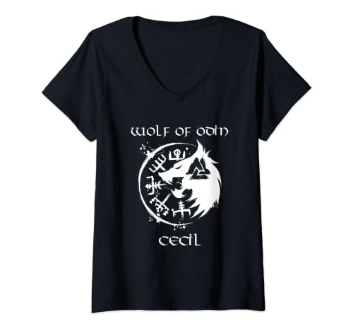 Damen Wolf Of Odin Cecil - Personalisiert T-Shirt mit V-Ausschnitt Damen Wolf Of Odin Cecil - Personalisiert T-Shirt mit V-Ausschnitt von Wikinger Geschenkidee mit personalisiertem Namen