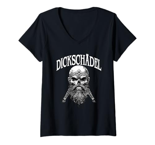 Damen Dickschädel Wikinger Bart Nordic Humor Wikinger T-Shirt mit V-Ausschnitt Damen Dickschädel Wikinger Bart Nordic Humor Wikinger T-Shirt mit V-Ausschnitt von Wikinger Humor für Dickschädel Fans