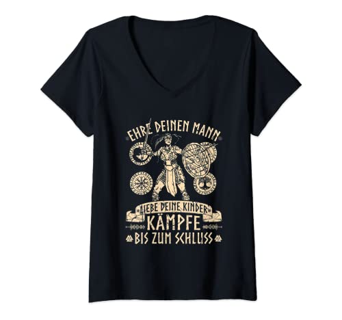 Damen Wikinger Frauen Kodex, Viking Schildmaid T-Shirt mit V-Ausschnitt Damen Wikinger Frauen Kodex, Viking Schildmaid T-Shirt mit V-Ausschnitt von Wikinger Kleidung Damen Schildmaid c.o.