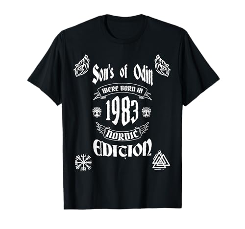 Son's Of Odin Geburtstag 1983 Bekleidung – Herren 1983 T-Shirt Son's Of Odin Geburtstag 1983 Bekleidung – Herren 1983 T-Shirt von Wikinger Und Nordische Geschenke zum Geburtstag