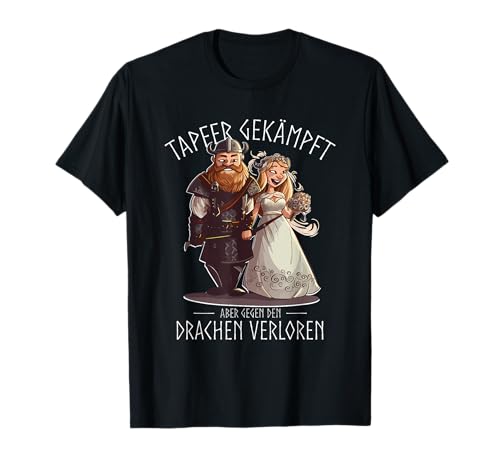 Wikinger Vikings JGA lustig T-Shirt für Männer, Schwarz, S, Kurzarm, Klassisch Cartoon T-Shirt, Junggesellenabschied, Tapfer gekämpft aber gegen den Drachen verloren Wikinger Vikings JGA lustig T-Shirt für Männer, Schwarz, S, Kurzarm, Klassisch Cartoon T-Shirt, Junggesellenabschied, Tapfer gekämpft aber gegen den Drachen verloren von Wikinger Vikings Junggesellenabschied JGA lustig
